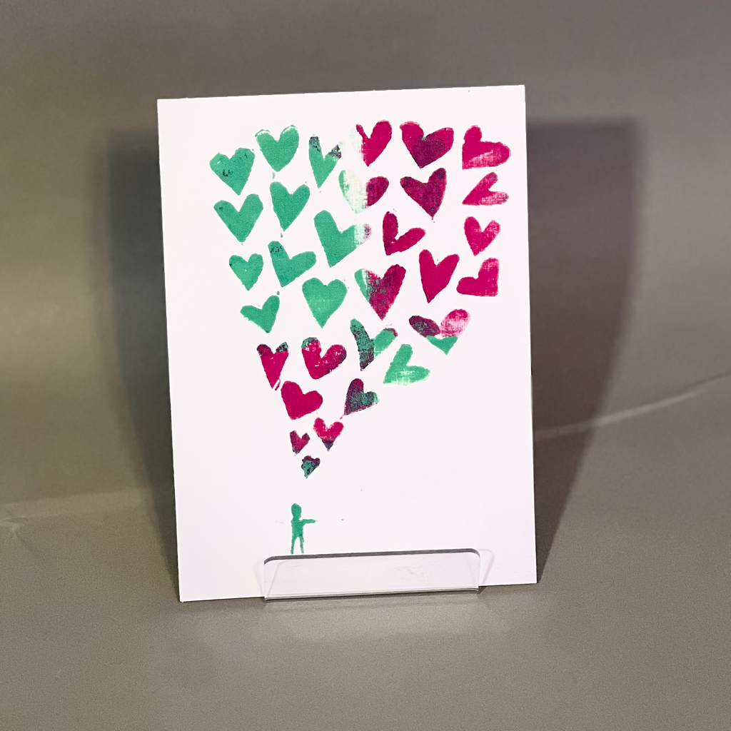 Person and hearts