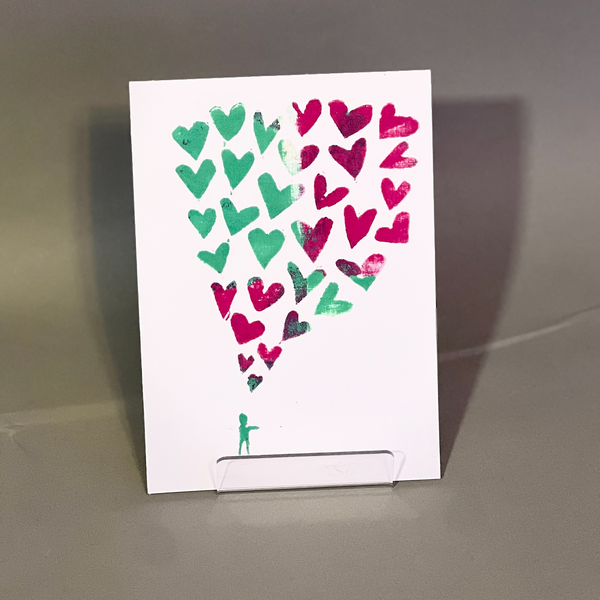 Person and hearts
