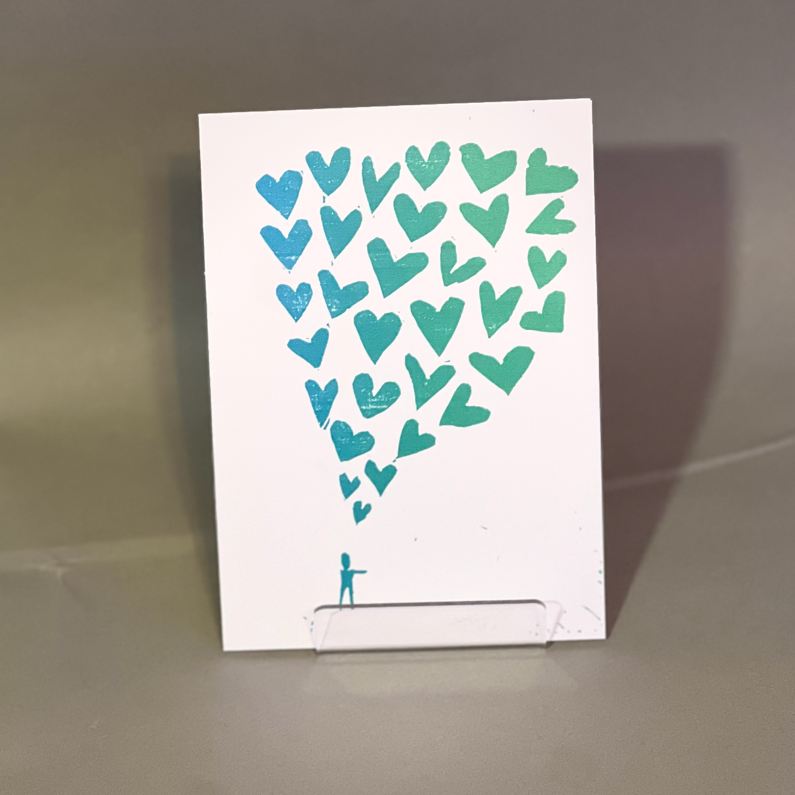 Person and hearts