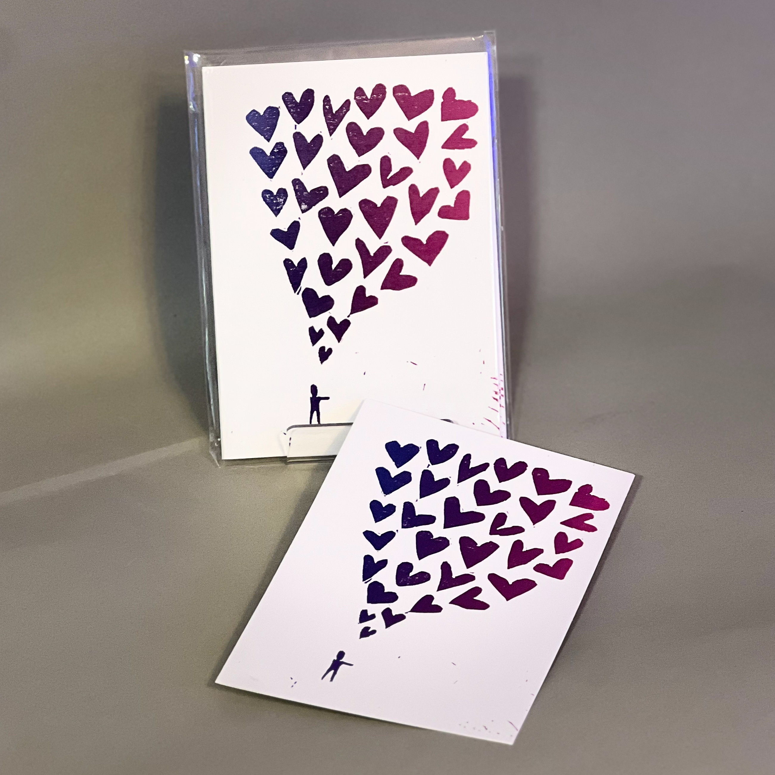 Person and hearts