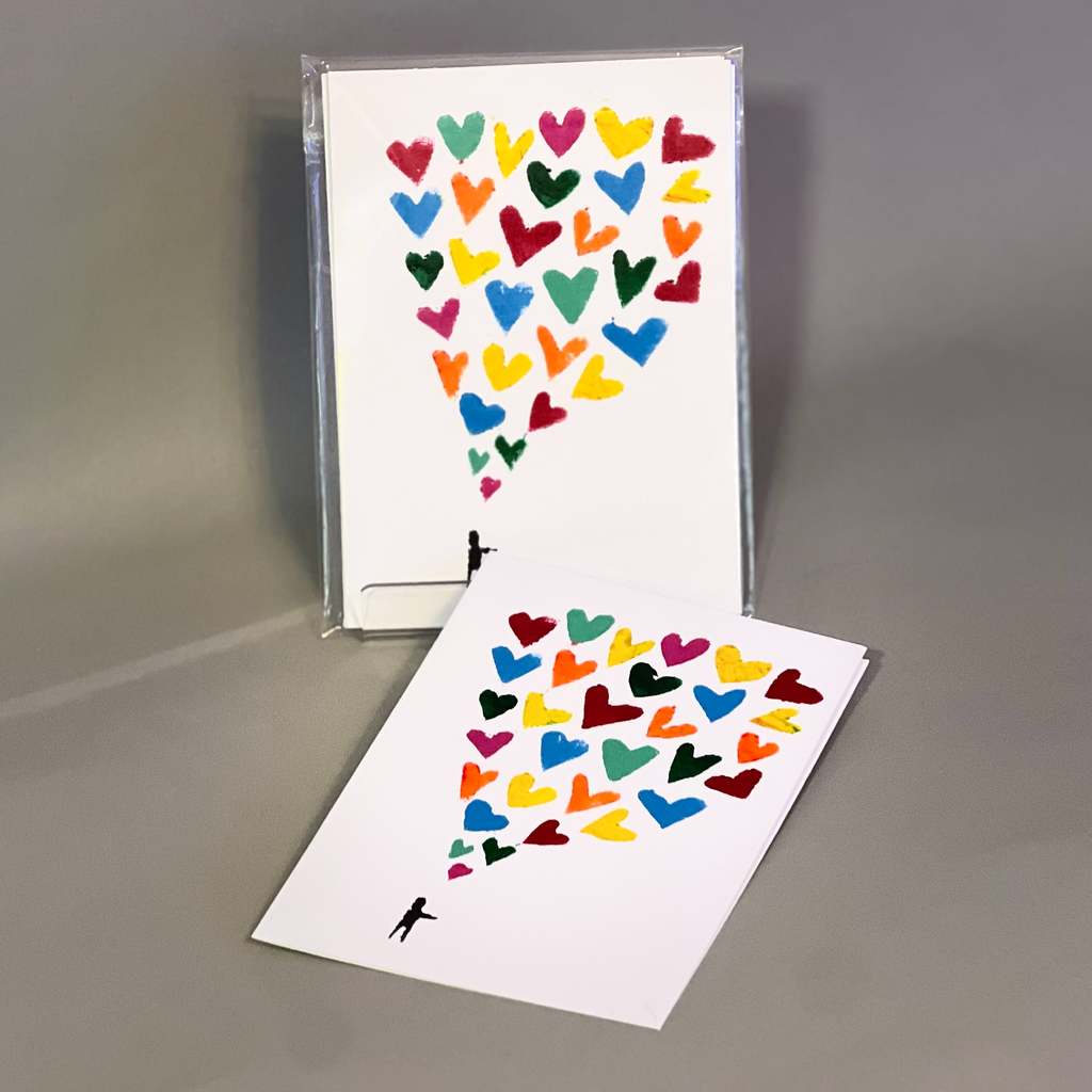 Person and hearts