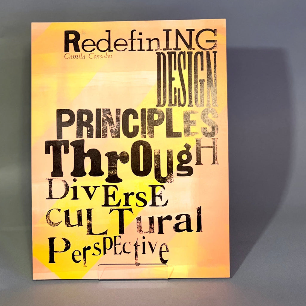 "Redefining Design Principles Through Diverse Cultural Perspective" on a colorful background