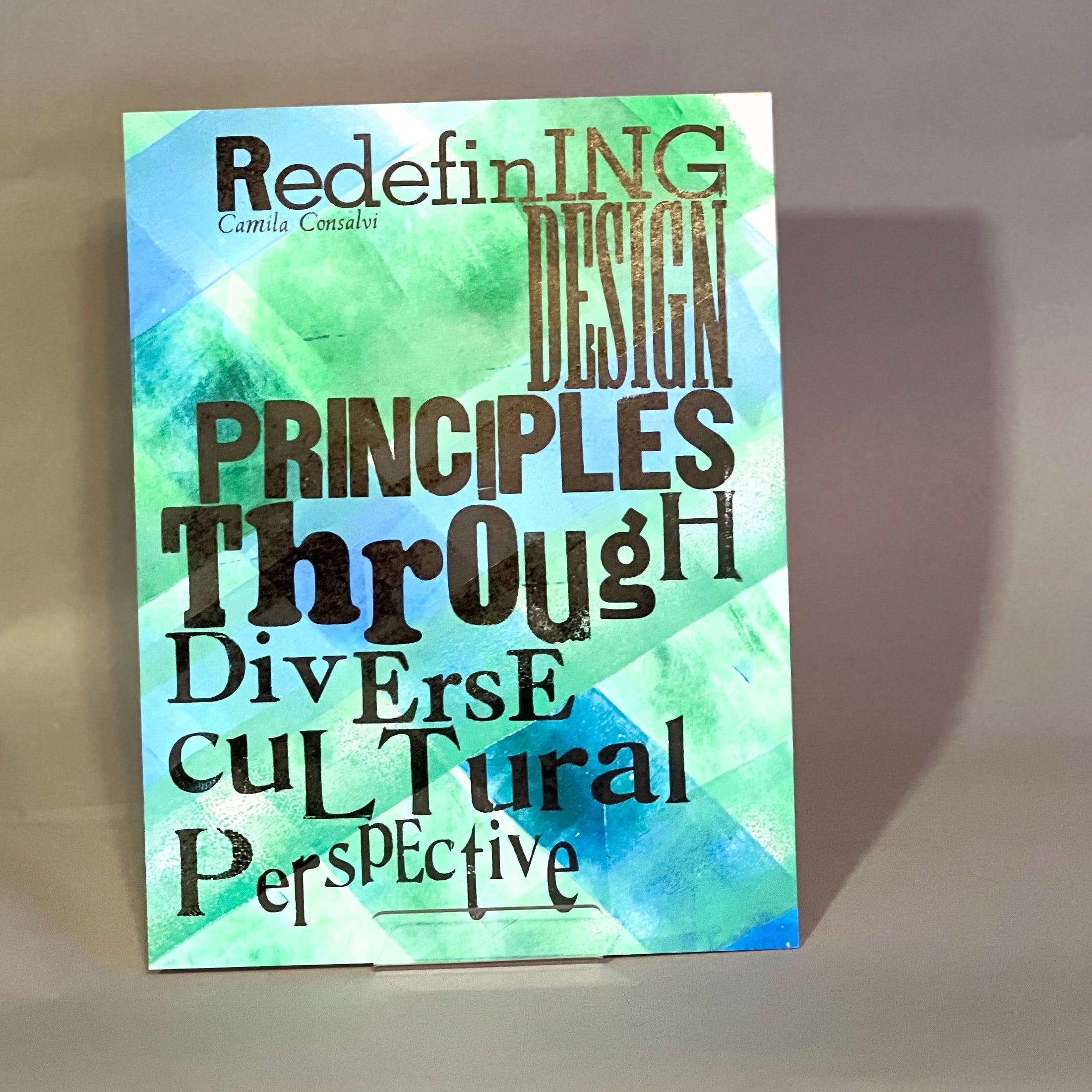 "Redefining Design Principles Through Diverse Cultural Perspective" on a colorful background